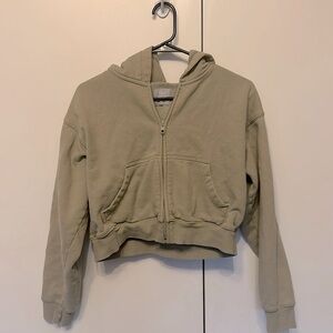 TNA crop zip up cozyAF hoodie XS mint green